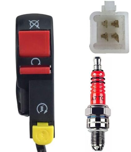 MRS TAOTAO DB10 DB20 Kill Switch Start Stop مع 4 موصل أسلاك لـ 110cc TAOTAO Dirt Pit Bike / 1 موصل قابس / والعلامات التجارية الصينية الأخرى + قابس شرارة إضافي in Kuwait