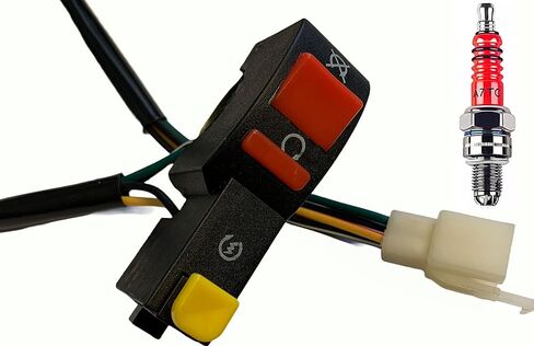 MRS TAOTAO DB10 DB20 Kill Switch Start Stop مع 4 موصل أسلاك لـ 110cc TAOTAO Dirt Pit Bike / 1 موصل قابس / والعلامات التجارية الصينية الأخرى + قابس شرارة إضافي in Kuwait