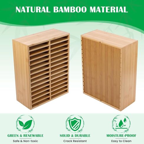 Bamboo Marker Organizer for 224 Markers, Alcohol Marker Storage Organizer with 28 Compartments, Desktop Marker Holder for Art Markers, Brush Pens, Pencils in Saudi Arabia