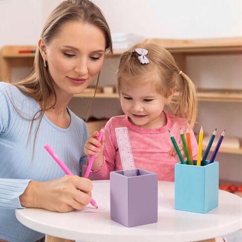 Ctosree 6 Pcs Pastel Wooden Pencil Holder Back to School Pastel classroom Decor Desk Organizer Cute Storage Caddy for Office Home Multicolor School Organizer Supply in Kuwait