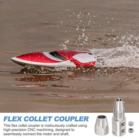 MECCANIXITY Flex Collet Coupler CNC Stainless Steel with 5mm Motor Shaft and 4.76mm Flex Shaft Flexible Coupling Motor Shaft Locker for DIY RC Boat, Positive, Pack of 2 in Kuwait