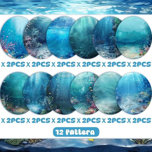 24 Sheets Blue Ocean Scrapbook Paper, 12 Styles Marine Life Patterns Decorative Craft Paper Folded Flat for Birthday Baby Shower Card Making Photo Album Decor, 11.8'' x 11.8' (Ocean) in Saudi Arabia