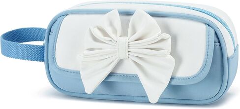 AO ALI VICTORY Cute 3D Bowknot Pencil Case for Girls, Large Capacity Waterproof Pencil Pouch with Wrist Strap, Pink-White Stationery Bag for School (Pink) in Kuwait