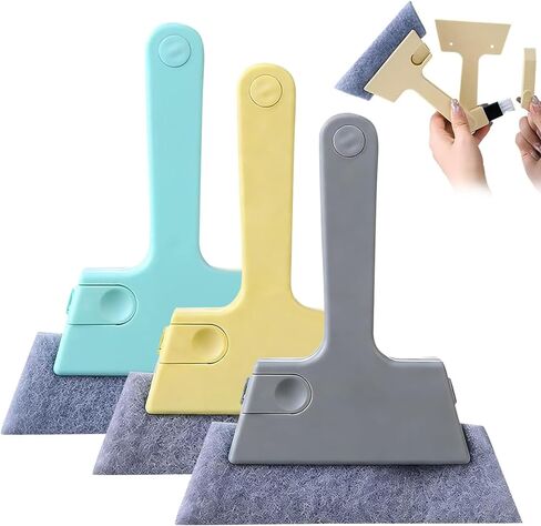 Window Track Cleaner, 4-in-1 Crevice Cleaning Brush (with Bristle Brush, Gap Dustpan, Scraper), Handheld Window Sill Cleaner Tool, Window Track Cleaning Tools for Sliding Door, Home Cleaning (3 Pack) in Saudi Arabia