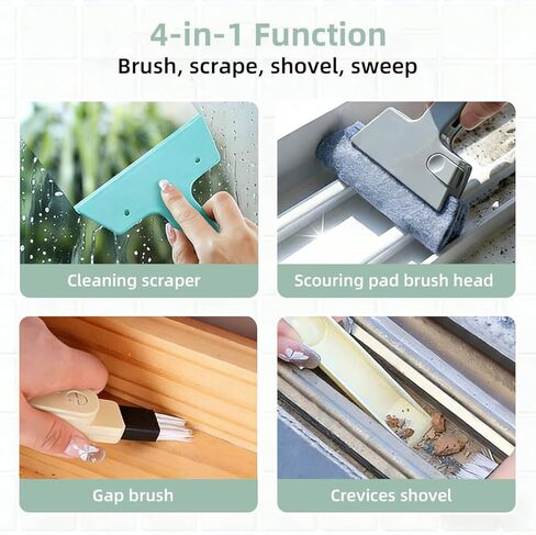 Window Track Cleaner, 4-in-1 Crevice Cleaning Brush (with Bristle Brush, Gap Dustpan, Scraper), Handheld Window Sill Cleaner Tool, Window Track Cleaning Tools for Sliding Door, Home Cleaning (3 Pack) in Saudi Arabia