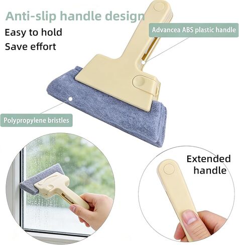 Window Track Cleaner, 4-in-1 Crevice Cleaning Brush (with Bristle Brush, Gap Dustpan, Scraper), Handheld Window Sill Cleaner Tool, Window Track Cleaning Tools for Sliding Door, Home Cleaning (3 Pack) in Saudi Arabia