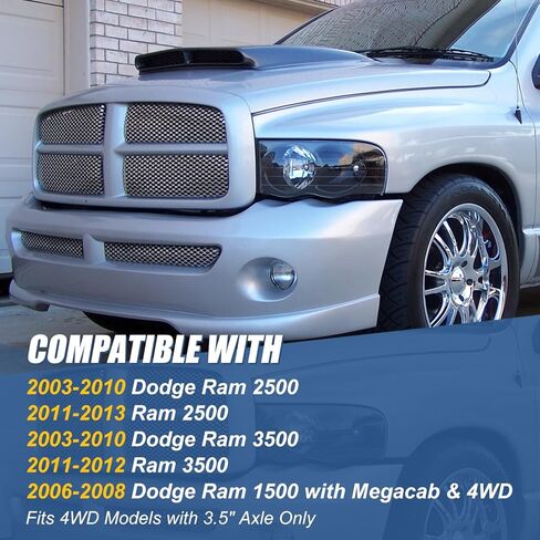 مجموعات كتلة الرفع الخلفية من Auto Dynasty 2 بوصة متوافقة مع 2003-2013 Dodge Ram 1500 2500 3500 w/Megacab & 4WD، محور 3.5 بوصة، مجموعة من كتلتين رفع تسوية زنبركية ومسامير على شكل حرف U، مطلية بمسحوق أسود in Kuwait