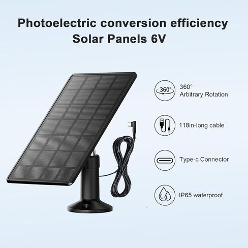 Solar Panel for Automatic Chicken Coop Door – 360° Rotating Max 500mA High-Efficiency Monocrystalline Solar Power Kit, IP65 Waterproof Charger with 10ft USB-C Cable for Most Chicken Coop Openers in Kuwait