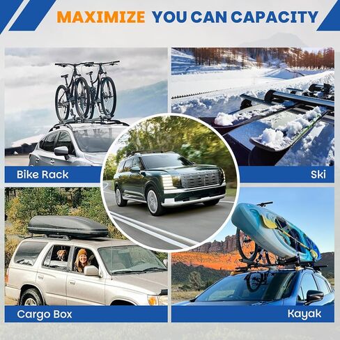 300LBS Roof Rack Cross Bars Fit for 2026 Hyundai Palisade, Heavy Duty Aluminum Crossbars Cargo Bars, Rooftop Cargo Carrier Accessories, Quiet Aerodynamic Design & Easy Installation in Kuwait