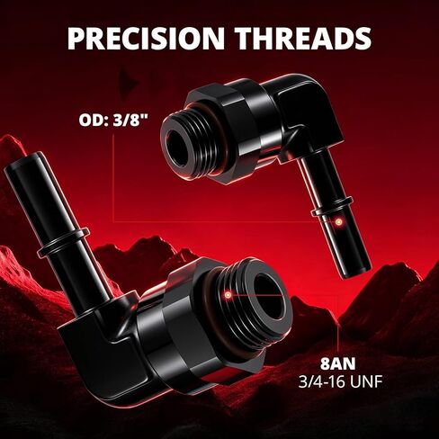EVIL ENERGY AN8 ORB Male to 3/8" SAE Quick-Disconnect Male 90 Degree Push On EFI Fuel Rail Fitting Adapter Aluminum in Kuwait