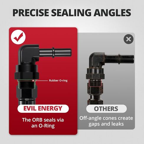 EVIL ENERGY AN8 ORB Male to 3/8" SAE Quick-Disconnect Male 90 Degree Push On EFI Fuel Rail Fitting Adapter Aluminum in Kuwait