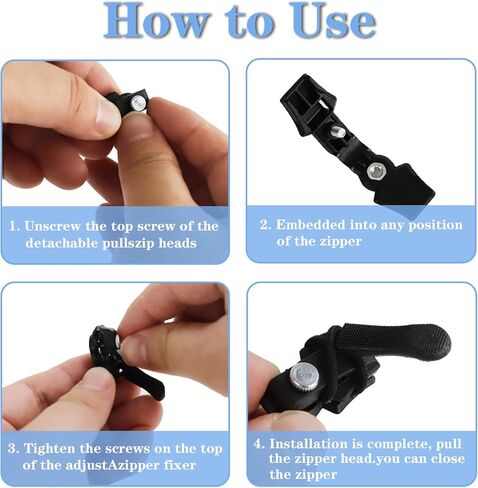 30Pcs Zipper Repair Kit Universal Zipper Fixer, Plastic Detachable Pulls Replacement Fix Zippers, Quick Install Zip Heads No Sewing Required for Bags Purses Luggage Jackets (3 Different Size) in Saudi Arabia