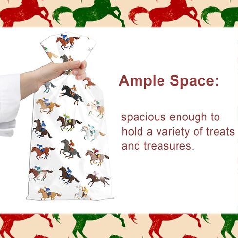 RAXFLY 100 Pcs Horse Goodie Bags, Western Horse Racing Cellophane Candy Bags with Gold Ties, Cowboy Party Treat Bags for Birthday Party Supplies in Saudi Arabia