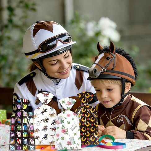 RAXFLY 100 Pcs Horse Goodie Bags, Western Horse Racing Cellophane Candy Bags with Gold Ties, Cowboy Party Treat Bags for Birthday Party Supplies in Saudi Arabia