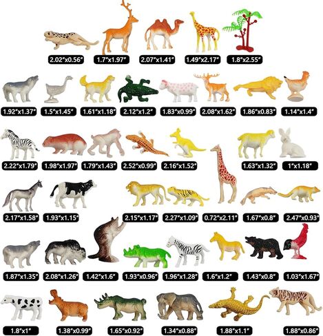 YOOHUA 60PCS Mini Jungle Toys Set, Realistic Mini Wild Zoo Animals Figurines, Realistic Wild Plastic Animal Learning Party Favors for Boys Girls Kids Toddlers Forest Small Cupcake Topper in Kuwait