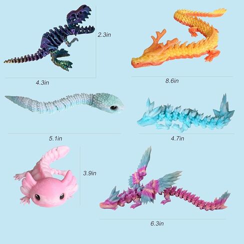 16Pcs 3D Printed Animals for Kids Full Body Joint Movable Design Flexible Articulated Fidget Toys for Home Desk Decor, Gift Bag Filling Material in Saudi Arabia
