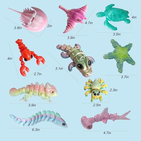 16Pcs 3D Printed Animals for Kids Full Body Joint Movable Design Flexible Articulated Fidget Toys for Home Desk Decor, Gift Bag Filling Material in Saudi Arabia