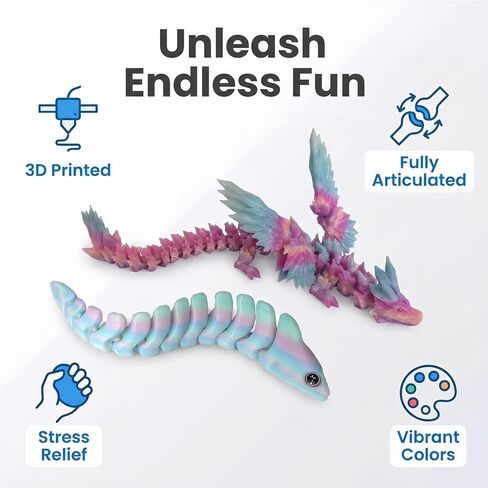 16Pcs 3D Printed Animals for Kids Full Body Joint Movable Design Flexible Articulated Fidget Toys for Home Desk Decor, Gift Bag Filling Material in Saudi Arabia