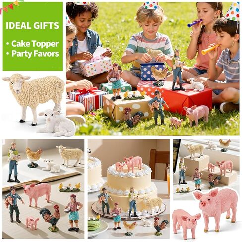 Realistic Farm Animal Figurines,10Pcs Barn Toys with Farmer Figures, Pig, Sheep, Chicken Rooster Animal Toys Figures for Kids, Farm Playset Educational Learning Animal Toys for Toddlers Kids in Saudi Arabia