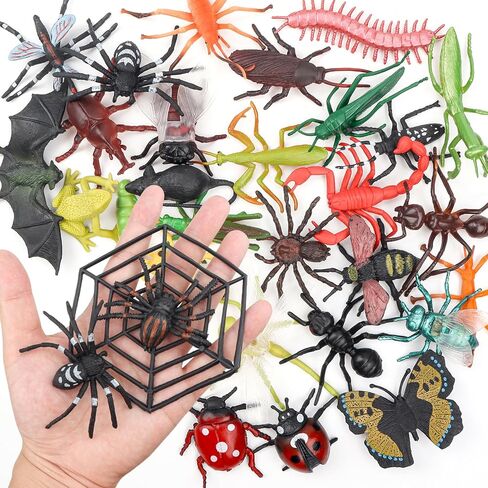 29Pcs Large Realistic Insect Toys Figures, Plastic Bugs Figurines Set, Realistic Insects Toy for Kid, Ladybug, Bee, Butterfly, Assorted Insect Bugs Figures Toy, Insect Themed Party Favors in Saudi Arabia