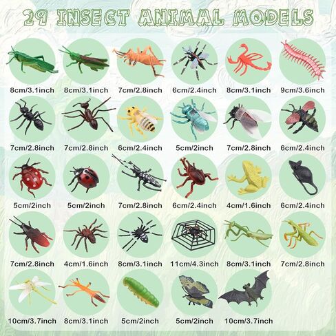 29Pcs Large Realistic Insect Toys Figures, Plastic Bugs Figurines Set, Realistic Insects Toy for Kid, Ladybug, Bee, Butterfly, Assorted Insect Bugs Figures Toy, Insect Themed Party Favors in Saudi Arabia