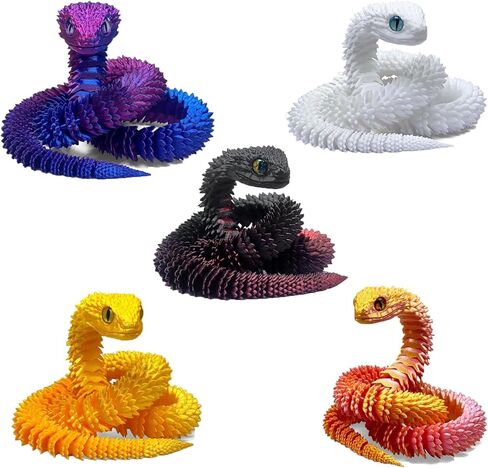 5pcs 18inch 3D Printed Snake Toy,Flexible Articulated 3D Printed Animal Fidget ADHD Snakes Toy,Kids Adults Collectors Desk Decor Toys (STL4-Red Gold/Black-Green/Blue/Blue-Green/Blackish Purple) in Kuwait