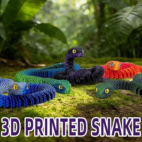 5pcs 18inch 3D Printed Snake Toy,Flexible Articulated 3D Printed Animal Fidget ADHD Snakes Toy,Kids Adults Collectors Desk Decor Toys (STL4-Red Gold/Black-Green/Blue/Blue-Green/Blackish Purple) in Kuwait