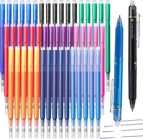 Marspark 48 Pcs 0.7mm Erasable Gel Ink Pen Refills Compatible with Frixion Pen, Erasable Smooth Writing Fine Point Refill for Art Drawing Writing School Office Home Supplies (9 Assorted Colors) in Kuwait