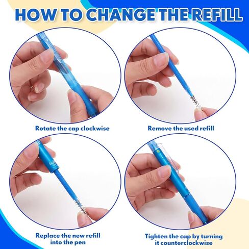Marspark 48 Pcs 0.7mm Erasable Gel Ink Pen Refills Compatible with Frixion Pen, Erasable Smooth Writing Fine Point Refill for Art Drawing Writing School Office Home Supplies (9 Assorted Colors) in Kuwait