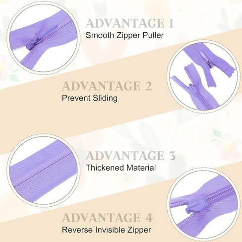 uxcell 10Pcs 12" Nylon Coil Zippers, #3 Closed End Separating Jacket Zippers Bulk Frame Replacement for Tailor Sewing Bag Craft Accessories, Purple in Kuwait