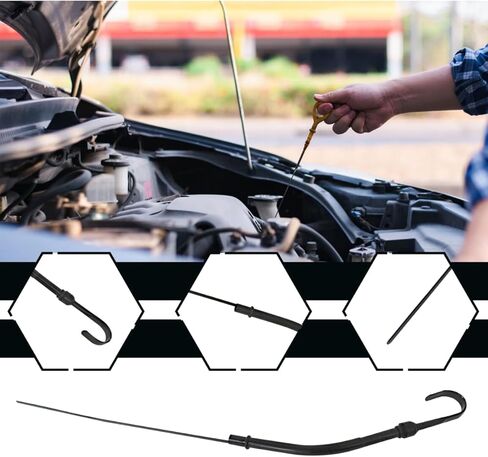 Upgraded Engine Oil Dipstick, Driver Side Metal Dipstick Tube for SBC Chevy 283 305 307 327 350 383 400 1955-1979 Black in Kuwait