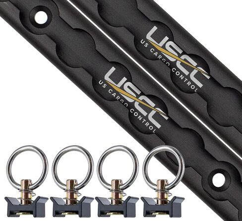 US Cargo Control L Track Tie Down System, Includes (4) 4 Foot Black Anodized Aluminum L-Track and (4) Black Single Stud O-Ring Fittings, Versatile Trailer Tie Down System for Trailers and Truck Beds in Kuwait