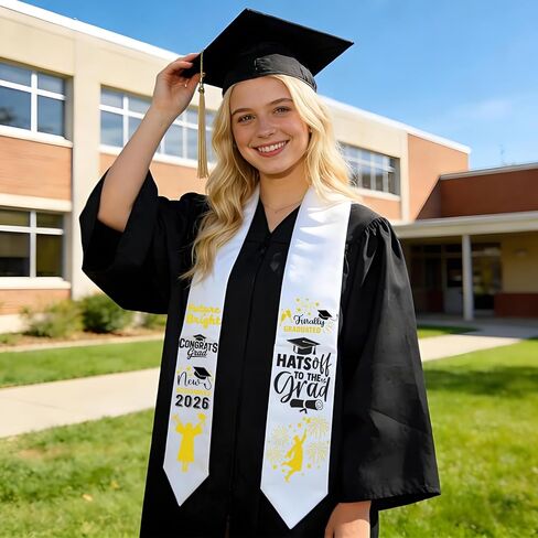 Graduation Stole Sash Iron-on Heat Transfers - Class of 2026 DIY Personalized Graduation Stoles, Custom HTV Decals for Graduation Sash, Cap and Gown Decorations (Graduation Stole NOT Included) in Saudi Arabia