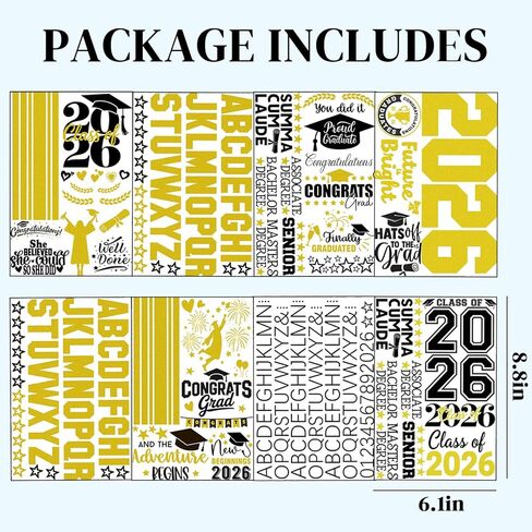 Graduation Stole Sash Iron-on Heat Transfers - Class of 2026 DIY Personalized Graduation Stoles, Custom HTV Decals for Graduation Sash, Cap and Gown Decorations (Graduation Stole NOT Included) in Saudi Arabia