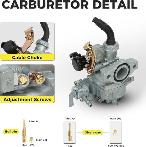 NIBBI PZ19 Carburetor with 35mm Air Filter for 50cc 70cc 90cc 110cc 125cc Tao Tao SSR Apollo Coolster Dirt Pit Bike ATV Scooter Go Karts Chinese Quad 4 Wheeler Parts in Kuwait