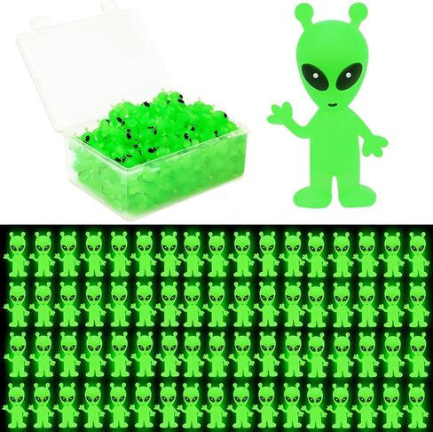 120 Pcs Mini Alien Figures Glow in The Dark, Small Luminous Little Tiny Alien Figurines Bulk for Halloween Party Favors Candy Bag Stuffers Space Party Fillerss in Saudi Arabia