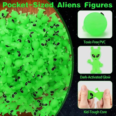120 Pcs Mini Alien Figures Glow in The Dark, Small Luminous Little Tiny Alien Figurines Bulk for Halloween Party Favors Candy Bag Stuffers Space Party Fillerss in Saudi Arabia