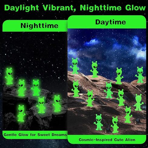 120 Pcs Mini Alien Figures Glow in The Dark, Small Luminous Little Tiny Alien Figurines Bulk for Halloween Party Favors Candy Bag Stuffers Space Party Fillerss in Saudi Arabia