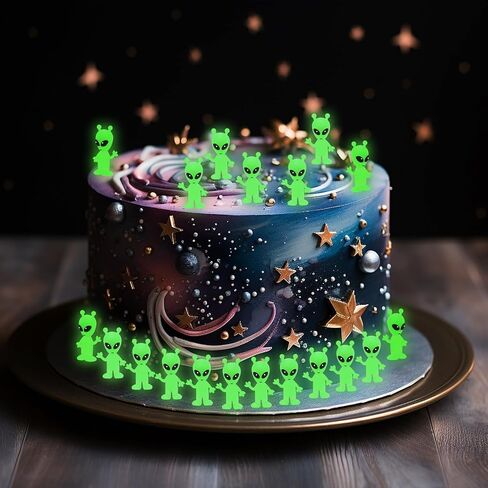 120 Pcs Mini Alien Figures Glow in The Dark, Small Luminous Little Tiny Alien Figurines Bulk for Halloween Party Favors Candy Bag Stuffers Space Party Fillerss in Saudi Arabia