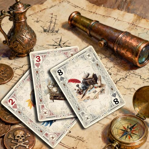 أوراق اللعب التي يجب اقتناؤها للاعبين المتشددين، أوراق اللعب التي تحمل عنوان Maritime Storm، نمط عتيق باللون البرونزي، 54 رسمًا توضيحيًا فريدًا، حجم قياسي عالمي متوافق مع جميع ألعاب الورق in Kuwait