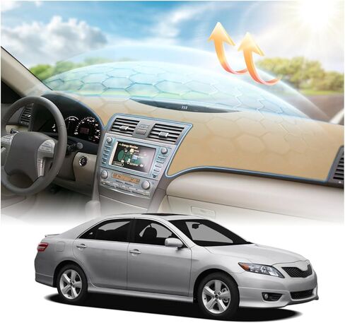 CARTIST Beige Dashboard Cover for 2007-2011 Toyota Camry Accessories,Anti-Glare Non-Slip UV Protection Dash Cover Mat,Premium Fabric,Custom Fit Left-Hand Drive in Kuwait