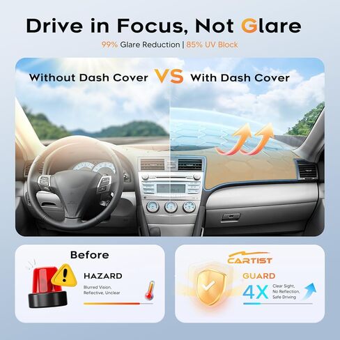 CARTIST Beige Dashboard Cover for 2007-2011 Toyota Camry Accessories,Anti-Glare Non-Slip UV Protection Dash Cover Mat,Premium Fabric,Custom Fit Left-Hand Drive in Kuwait