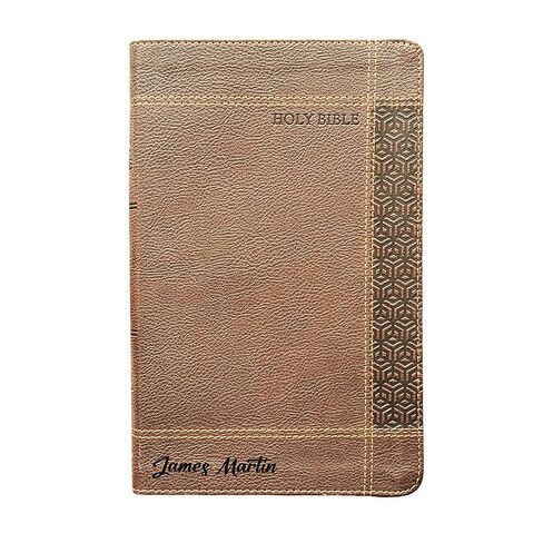 SacredBound Personalized NRSVue Bible – Engraved Name Brown LeatherSoft | Accurate Updated Edition, Compact Personal Size, Comfort Print Christian Bible (Name Only) in Kuwait