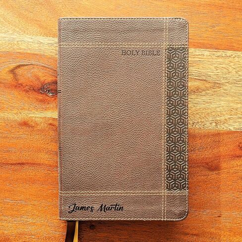 SacredBound Personalized NRSVue Bible – Engraved Name Brown LeatherSoft | Accurate Updated Edition, Compact Personal Size, Comfort Print Christian Bible (Name Only) in Kuwait