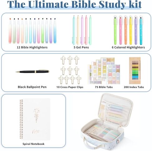 Personalized Initial Bible Cover Case for Women, Large Quilted Bible Bag with Durable Handle, Stylish Church Bag Journaling Kit with Study Supplies Accessories, Christians Gifts for Women (Pink-M) in Saudi Arabia