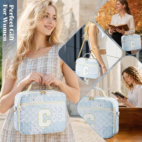Personalized Initial Bible Cover Case for Women, Large Quilted Bible Bag with Durable Handle, Stylish Church Bag Journaling Kit with Study Supplies Accessories, Christians Gifts for Women (Pink-M) in Saudi Arabia