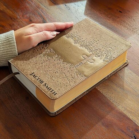 SacredBound Personalized NIV Kids Visual Study Bible – Engraved Name LeatherSoft Bronze | Full Color Illustrated Bible for Kids, Red Letter (Name Only) in Kuwait