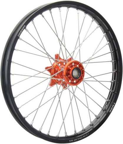 عجلة TUSK Impact كاملة - أمامية 21 × 1.60 حافة سوداء/قضبان فضية/محور برتقالي لـ KTM 450 XC-F 2006-2009,2013-2025 in Kuwait
