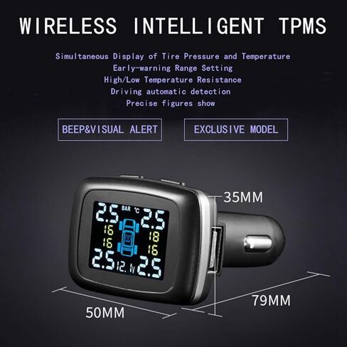 سيارة خارجية TPMS ولاعة السجائر نمط التلقائي نظام إنذار ضغط الإطارات نظام مراقبة ضغط الإطارات الرقمية مع 4 أجهزة استشعار خارجية مناسبة لشاحنات صغيرة سيارة الدفع الرباعي in Kuwait