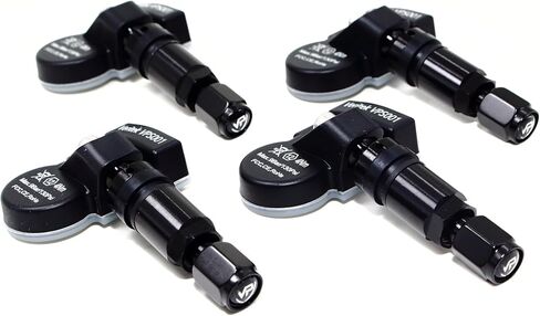مجموعة من 4 أجهزة استشعار ضغط الإطارات Veritek VPS001 TPMS 433 ميجا هرتز لطراز Tesla S 3 X 103460200A 103460200B 103460200C مع صمام ألومنيوم أسود سيقان استبدال ما بعد البيع in Kuwait